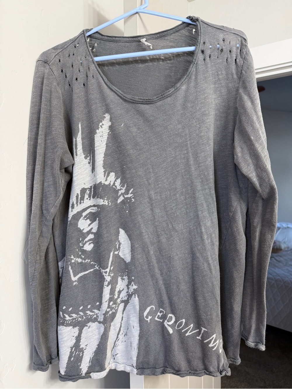 Magnolia Pearl Gray Long Sleeve Graphic Tee with White Print